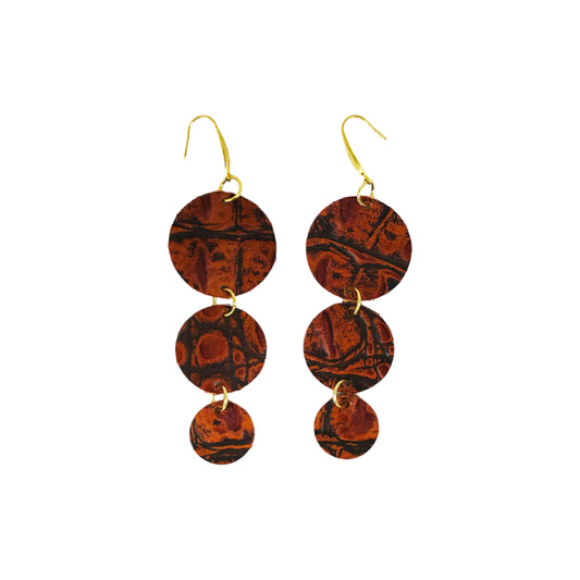 Burnt Orange Tiered Drop Earrings