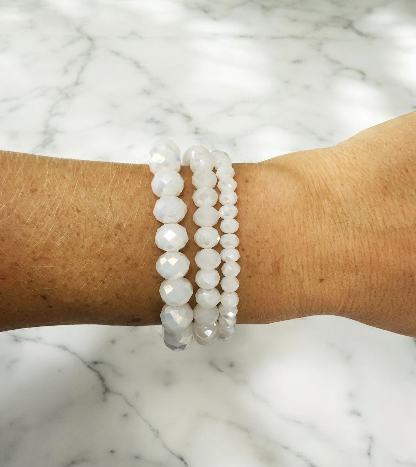 Multi-Strand Glass Bead Stretchy Bracelet - B1429