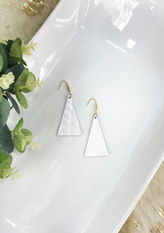 White Embossed Genuine Leather Earrings - E19-1443