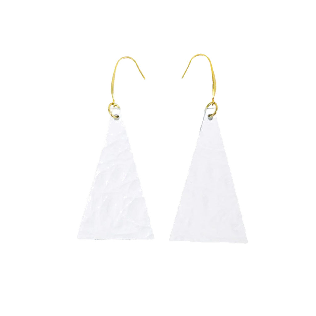 White Triangle Drop Earrings