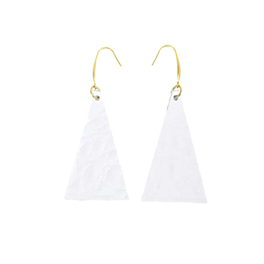 White Triangle Drop Earrings