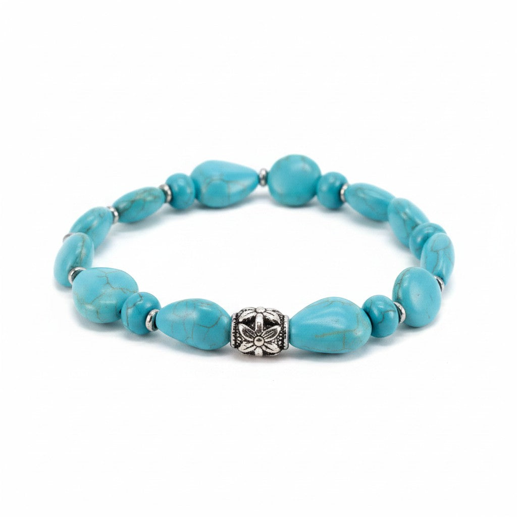 Turquoise Glass Bead Stretch Bracelet