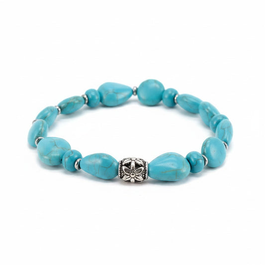 Turquoise Glass Bead Stretch Bracelet