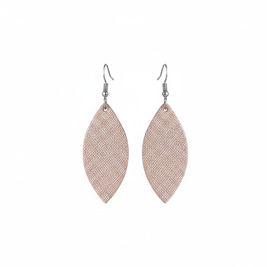 Saffiano Rose Gold Marquise Leather Earrings