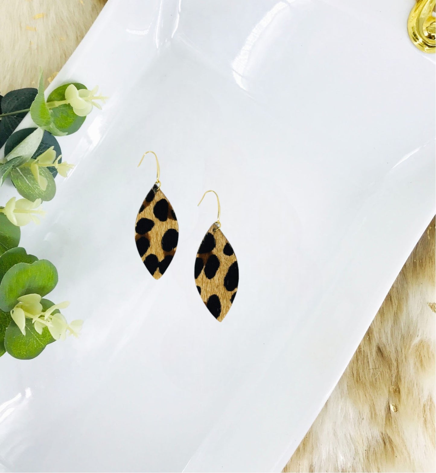 Hair On Leather Earrings - E19-1474