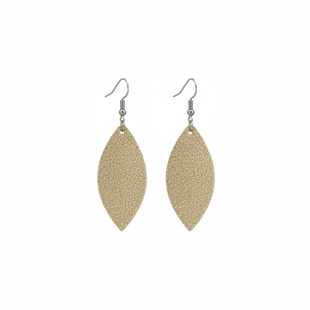 Platinum Crackle Goat Leaf Leather Earrings