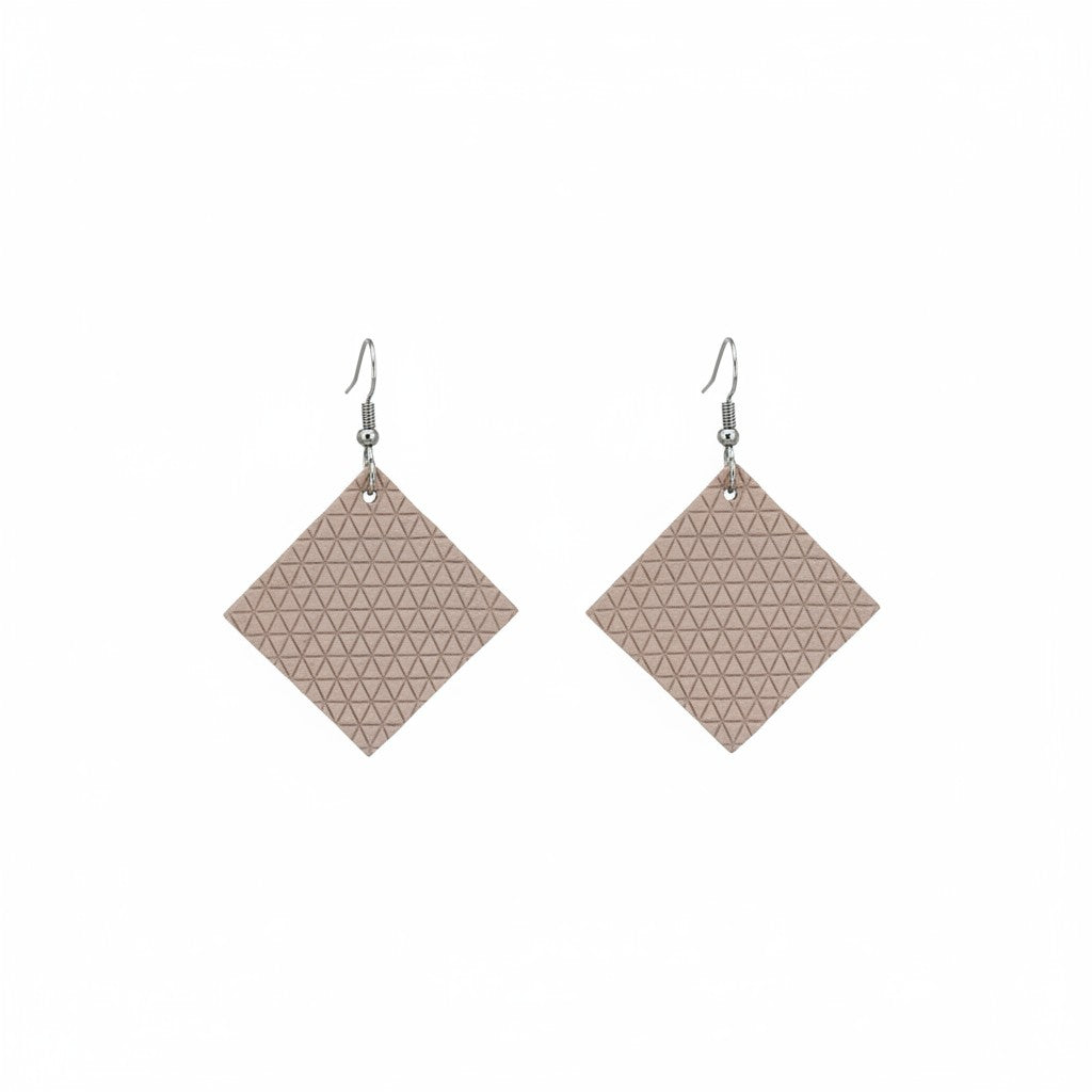 Nude Mini Triangle Diamond Leather Earrings