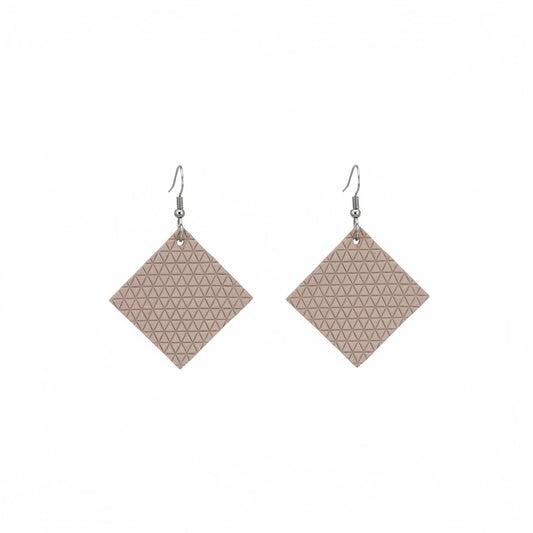 Nude Mini Triangle Diamond Leather Earrings
