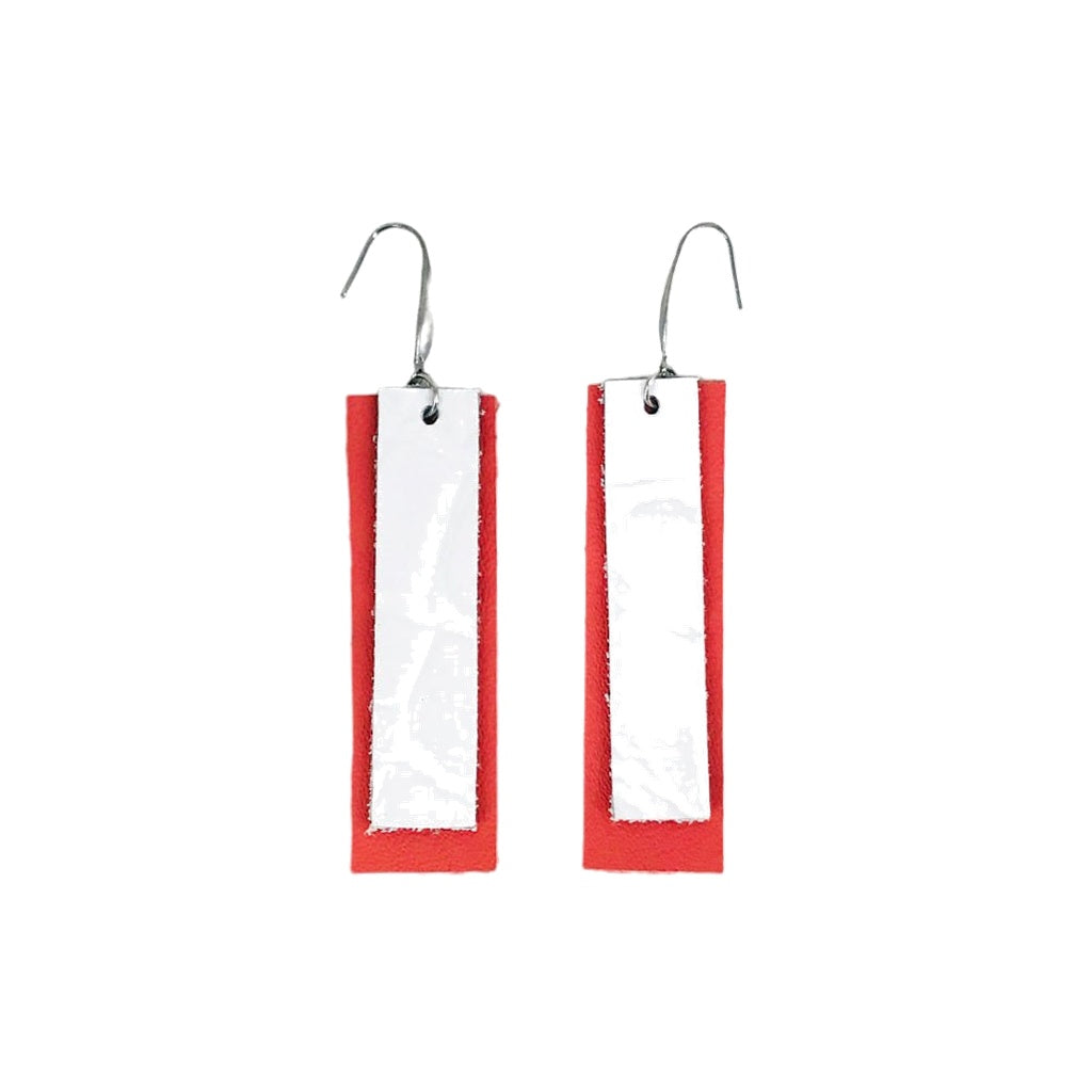 Coral & White Layered Statement Earrings