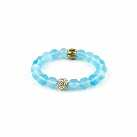 Light Blue Mermaid Aurora Glass Bead Stretch Bracelet