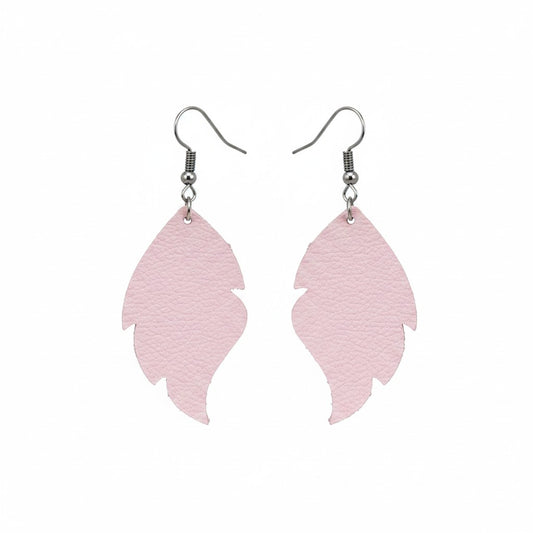 Baby Pink Divine Cut Leaf Leather Earrings