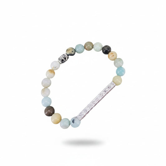 Amazonite Gemstone & Rhinestone Stretch Bracelet