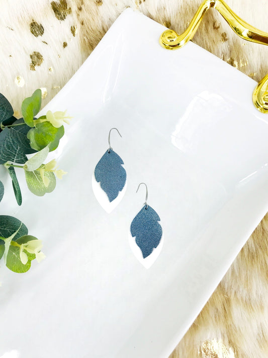 White and Iceberg Blue Leather Earrings - E19-1537