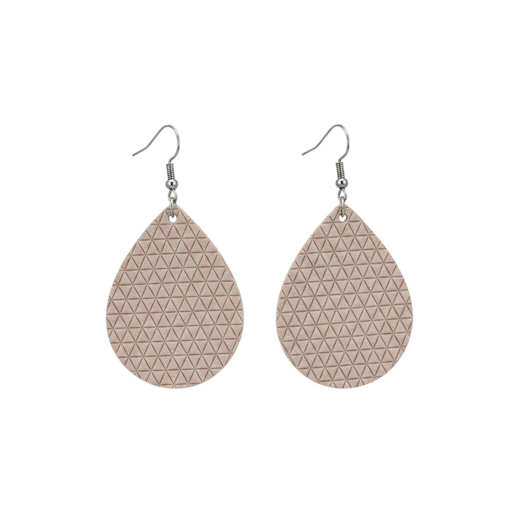 Nude Mini Triangle Teardrop Leather Earrings