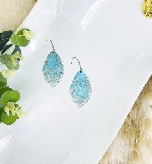 Hair On Turquoise Metallic Leather Earrings - E19-1546
