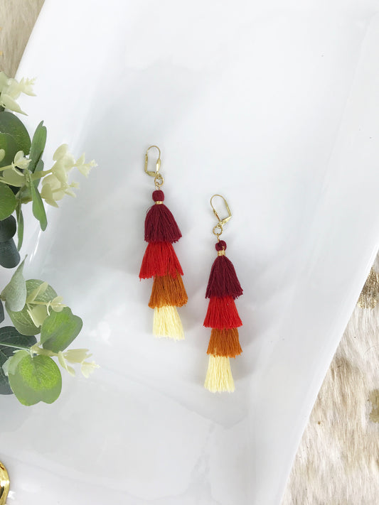 Red Ombre Tassel Earrings - E19-154