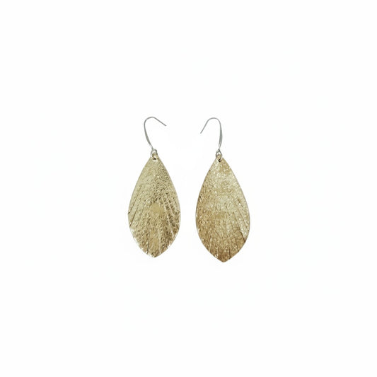 Platinum Crackle Goat Teardrop Leather Earrings