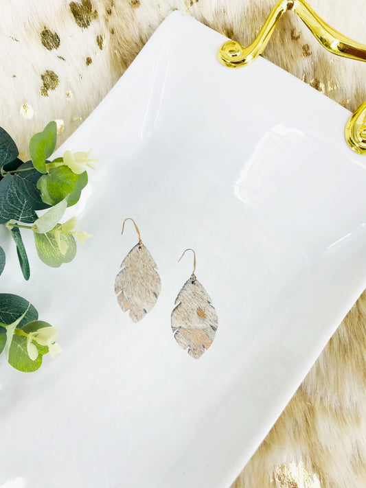 Hair On Rose Gold Leather Earrings - E19-1551