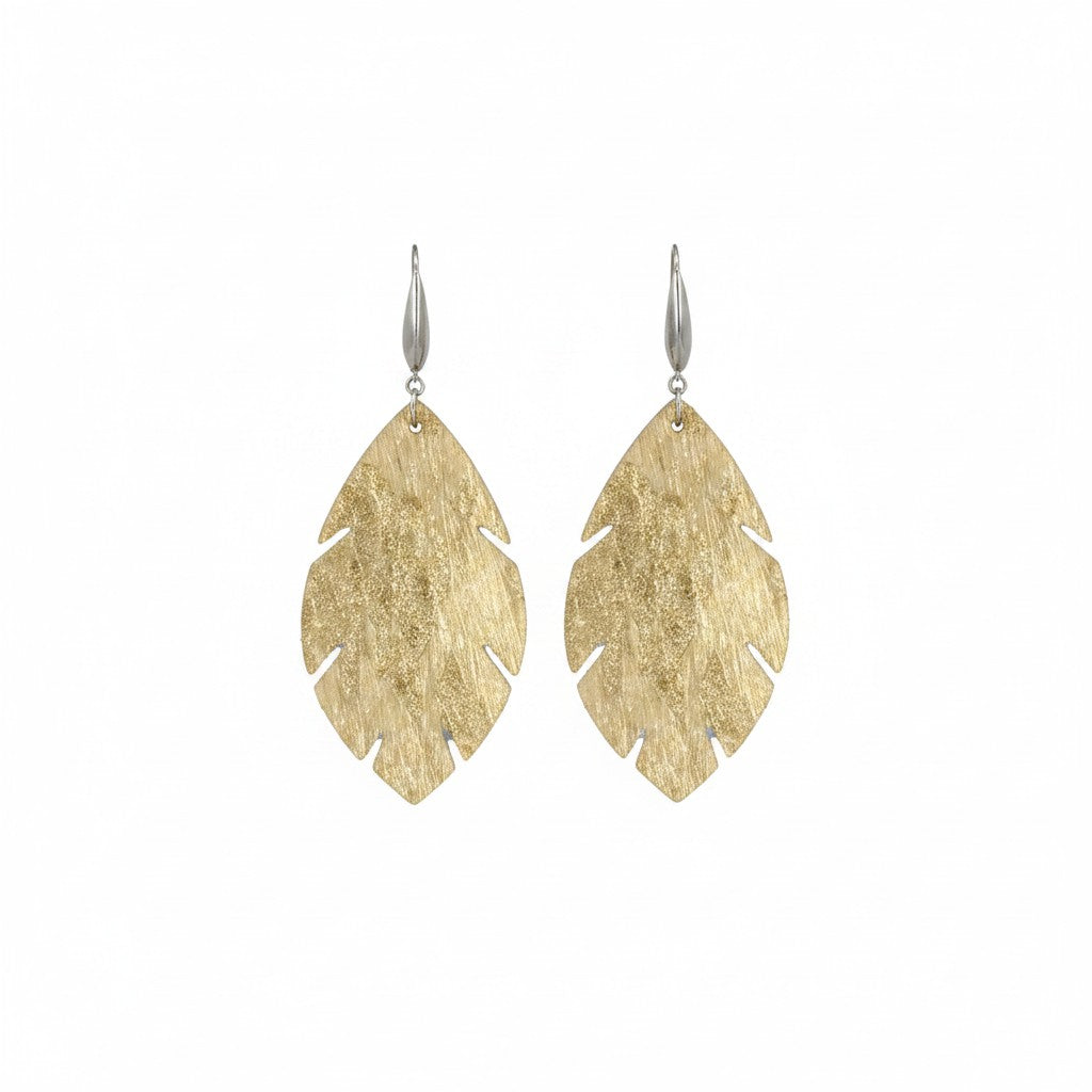 Golden Gleam Leaf Earrings