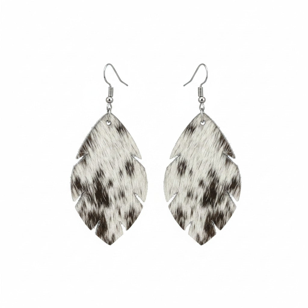 Salt & Pepper Feather Earrings