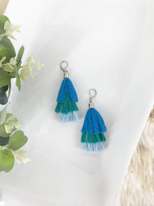 Blue Ombre Tassel Earrings - E19-155
