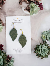 Load image into Gallery viewer, Olive Green Snake Skin Leather Earrings - E19-1566