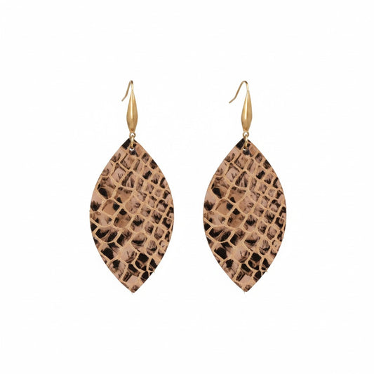 Light Peach Snake Leather Earrings