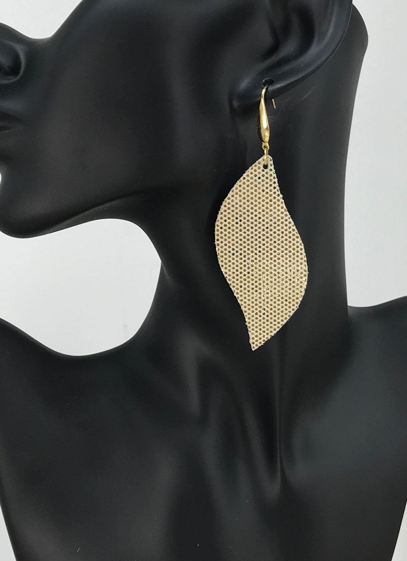 Golden Metallic Leather Earrings - E19-1574