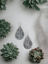 Load image into Gallery viewer, Metallic Grey Embossed Leather Earrings - E19-1585