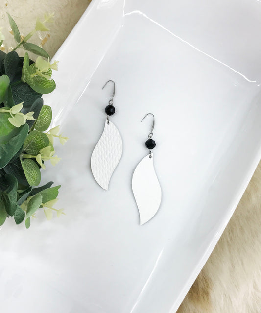 White Genuine Leather Earrings - E19-1590