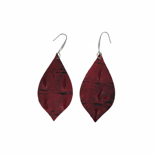 Cranberry Alligator Statement Earrings