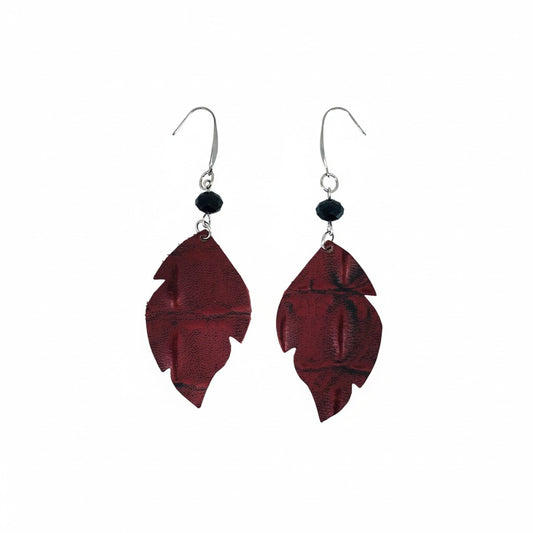 Cranberry Feather Drop Earrings