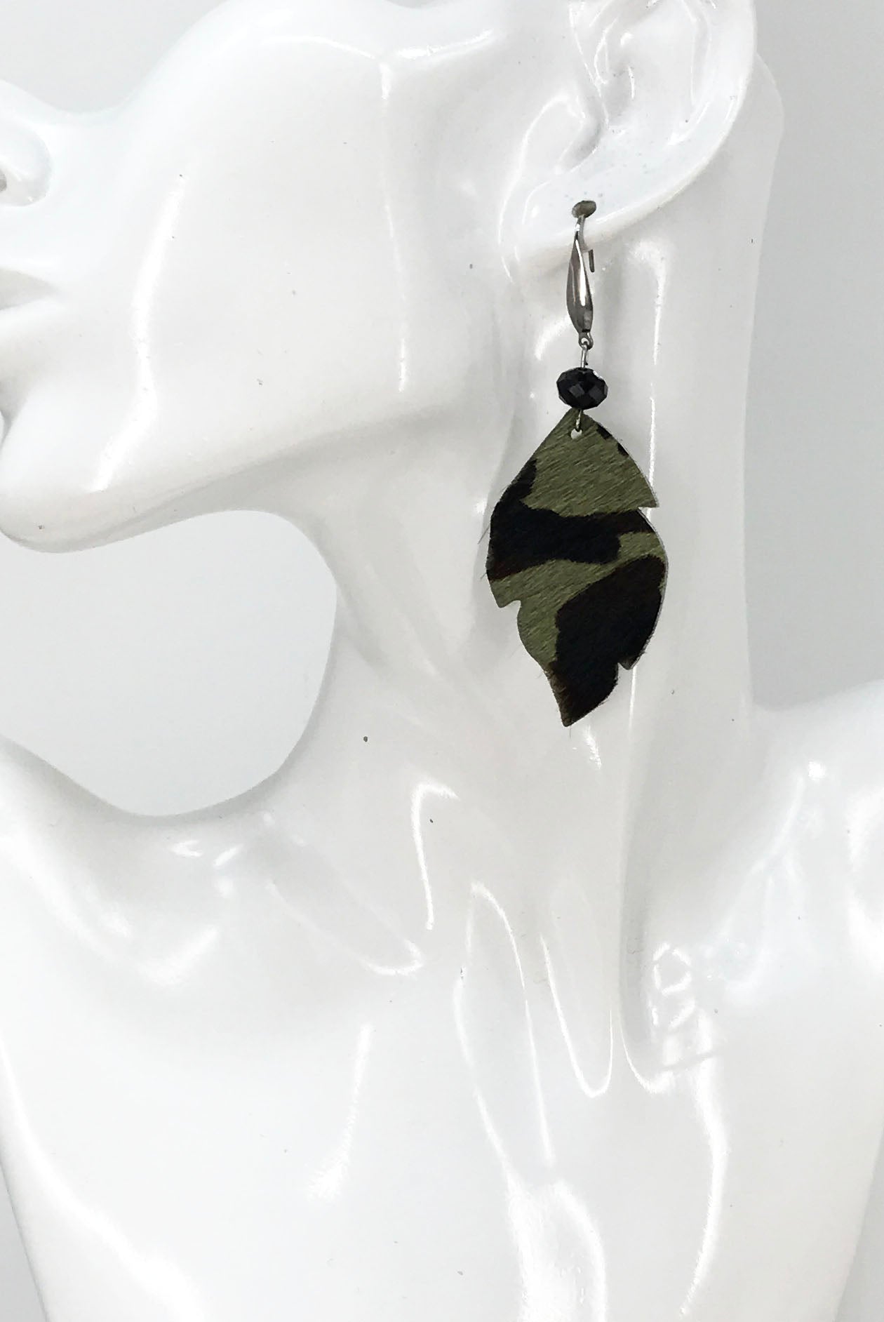 Hair On Camo Leather Earrings - E19-1606