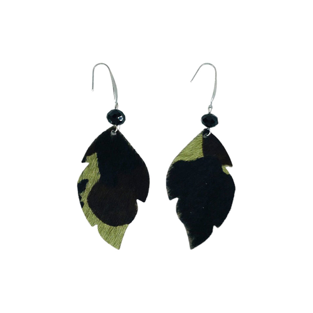 Evergreen Camo Feather Earrings