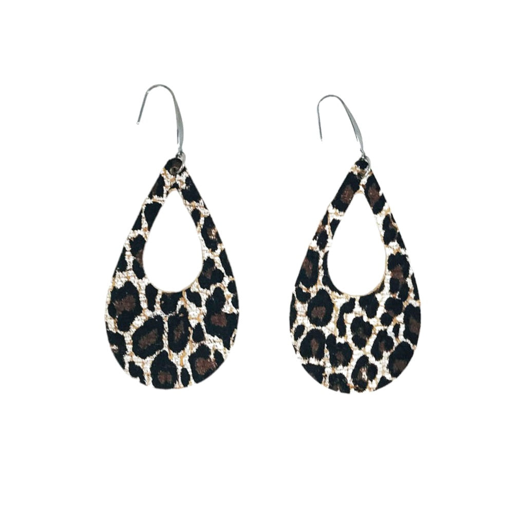 Chocolate Cheetah Cutout Teardrop Earrings