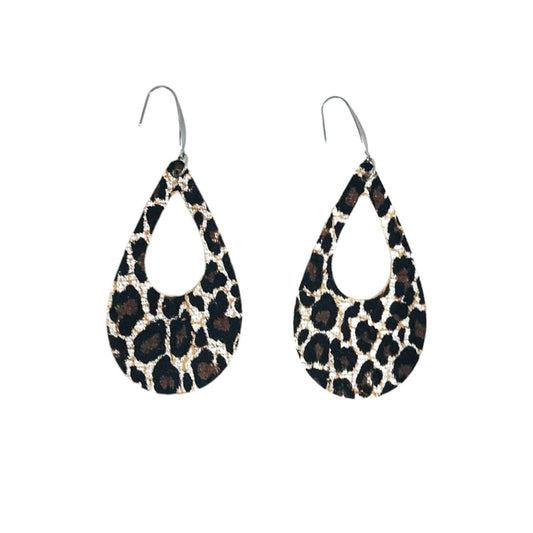 Chocolate Cheetah Cutout Teardrop Earrings