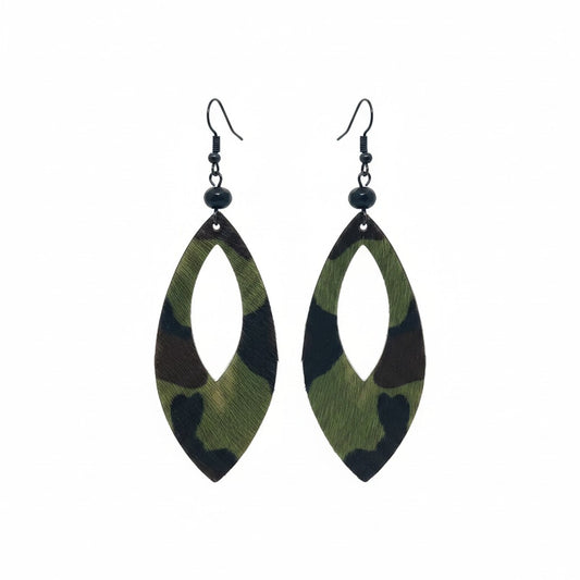 Evergreen Camo Open Marquise Earrings