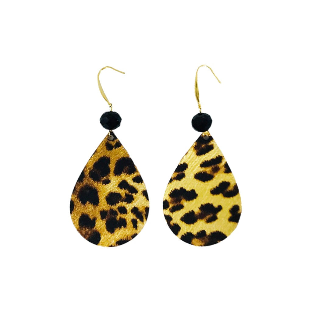 Golden Leopard Teardrop Statement Earrings
