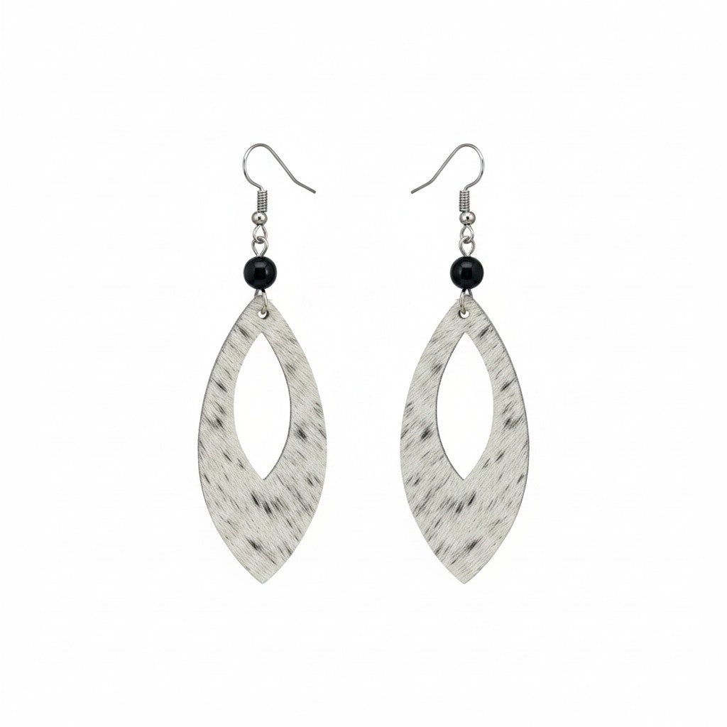 Frosted Freckle Open Marquise Earrings