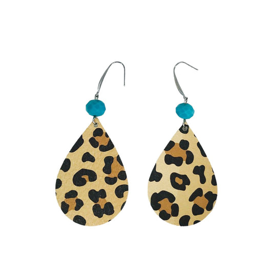 Teeny Tawny Cheetah Teardrop Earrings