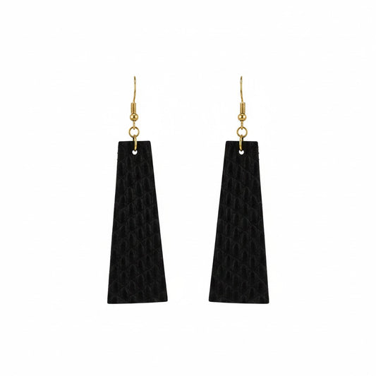 Matte Black Snake Leather Earrings