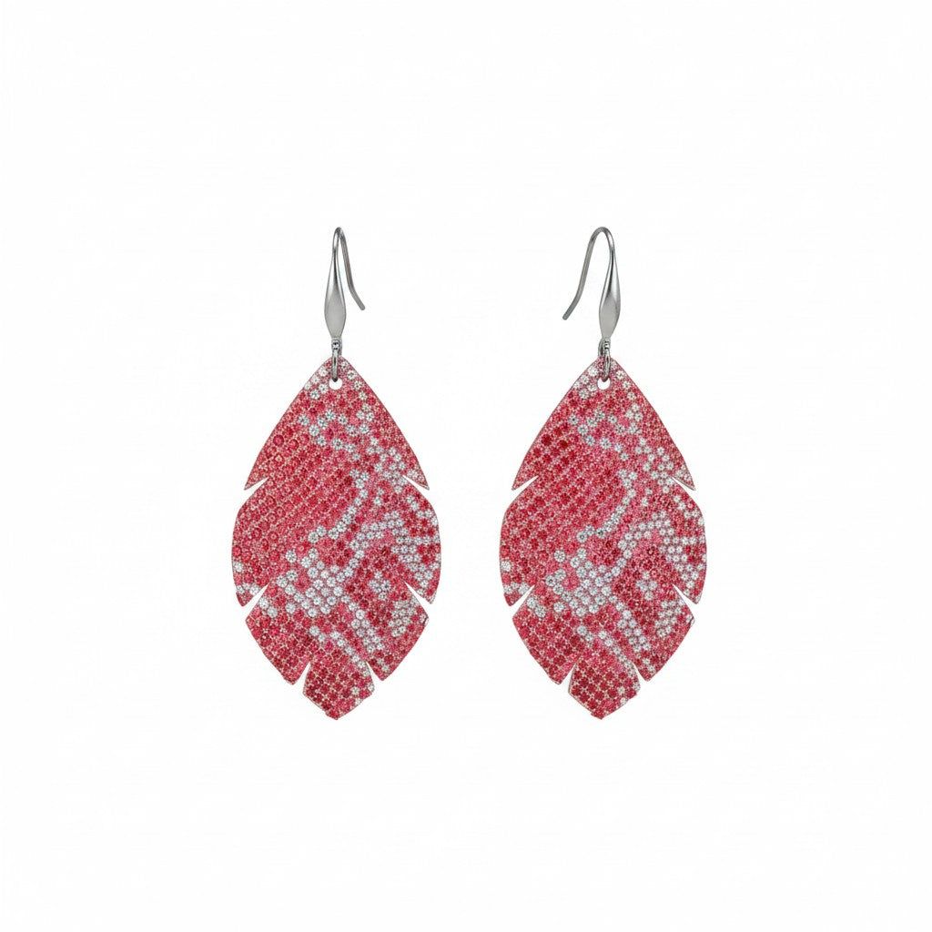 Metallic Red Snake Leather Earrings