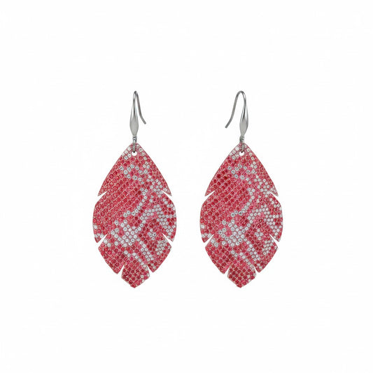 Metallic Red Snake Leather Earrings