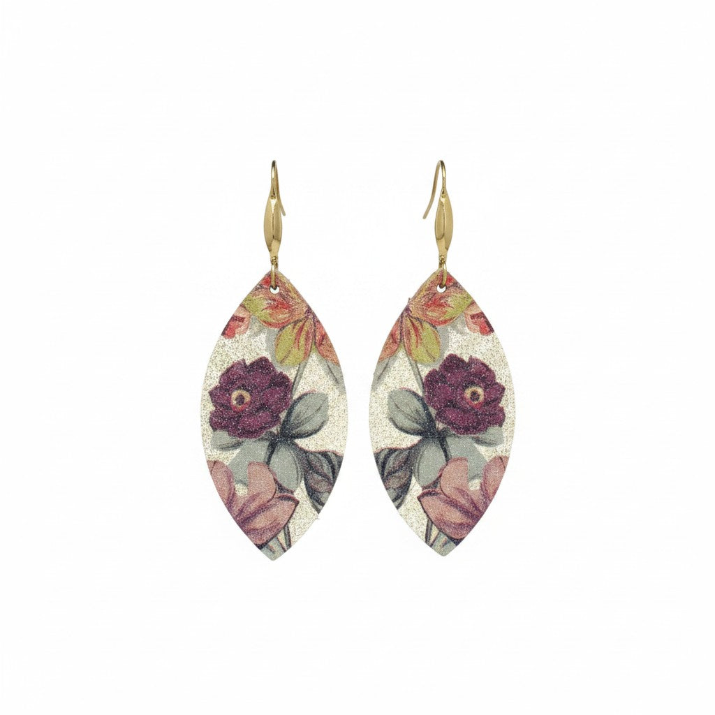 Sunny Day Floral Leaf Leather Earrings