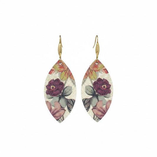 Sunny Day Floral Leaf Leather Earrings