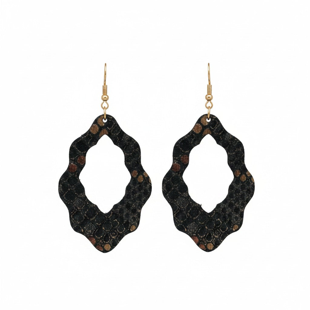 Rose Dust Sunset Open Scallop Leather Earrings