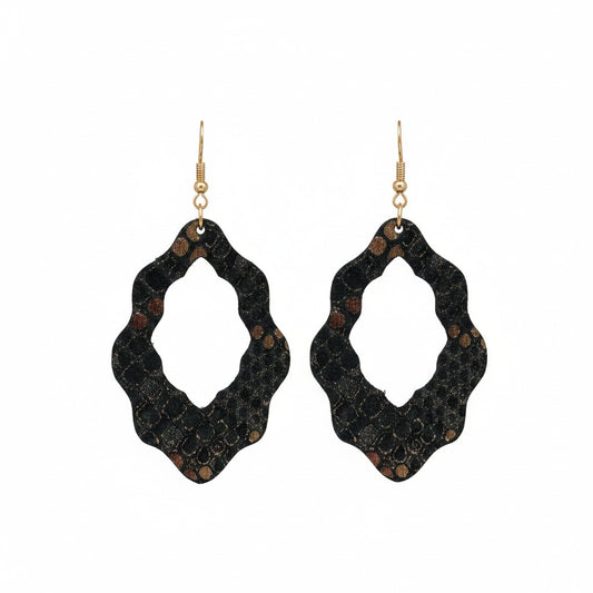 Rose Dust Sunset Open Scallop Leather Earrings