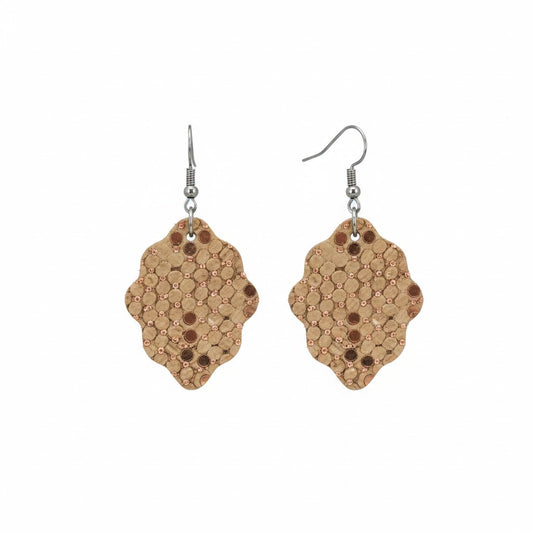 Rose Gold Metallic Scallop Leather Earrings