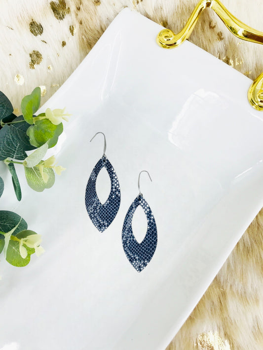 Navy Snake Leather Earrings - E19-1657