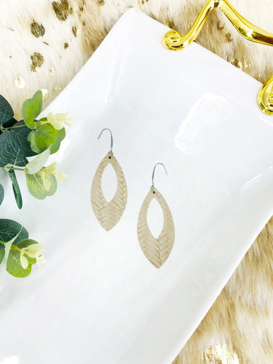 Desert Sand Braided Fishtail Leather Earrings - E19-1658